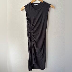 Standard James Perse 100% Cotton Ruched Midi Dress Size 1 Dark Gray Sleeveless